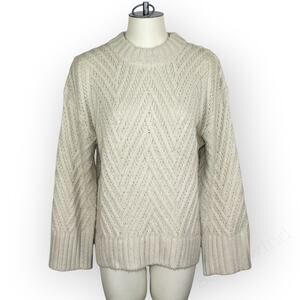 Medium ANewDay Sweater Chevron Knit BellSleeve Soft Fisherman